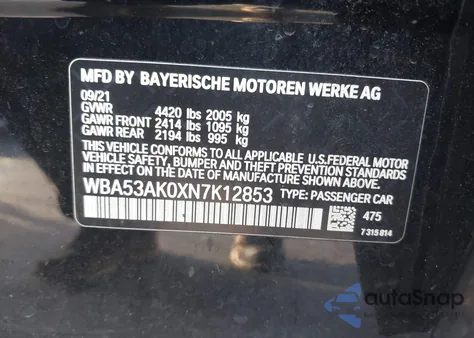 2022 BMW 228 Gran Coupe I Sdrive from USA, damaged, VIN WBA53AK0XN7K12853